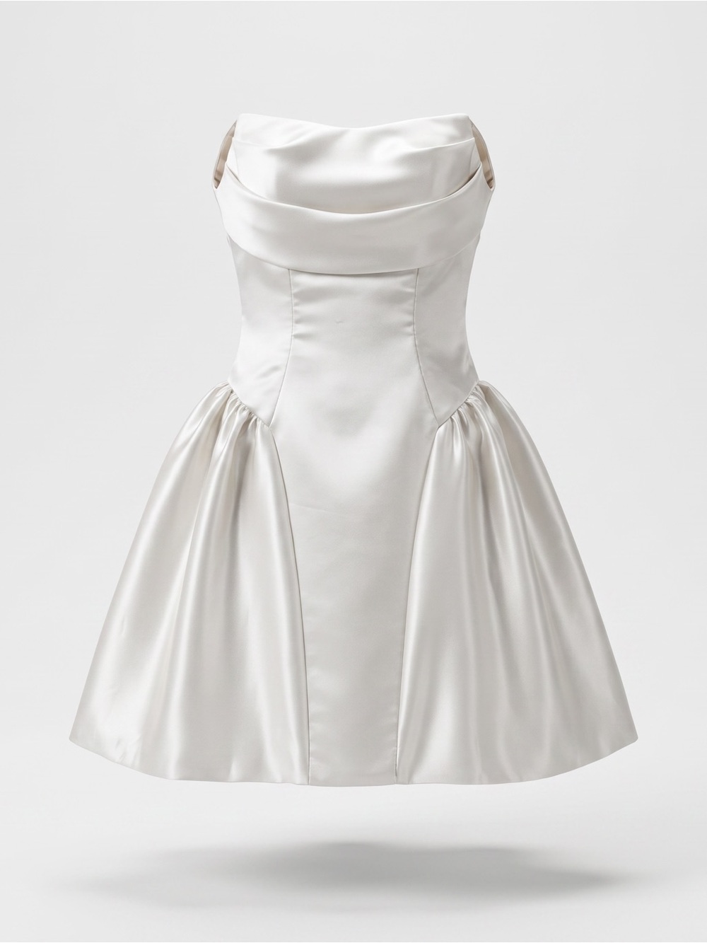 Wear Your Love White Short Satin Wedding/Rehearsal/Reception Dress with Corset